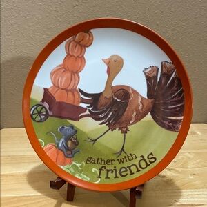 Pottery Barn Kids ceramic Thanksgiving plate “gather with friends